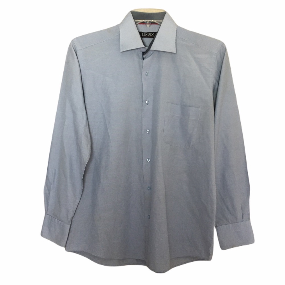 Lenuta Men’s White/Blue Plaid Dress Shirt. Sz. M